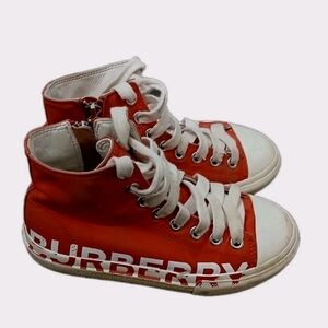 Burberry Junior High Top Red Sneakers Size: 30 Designer Kids USA 12.5